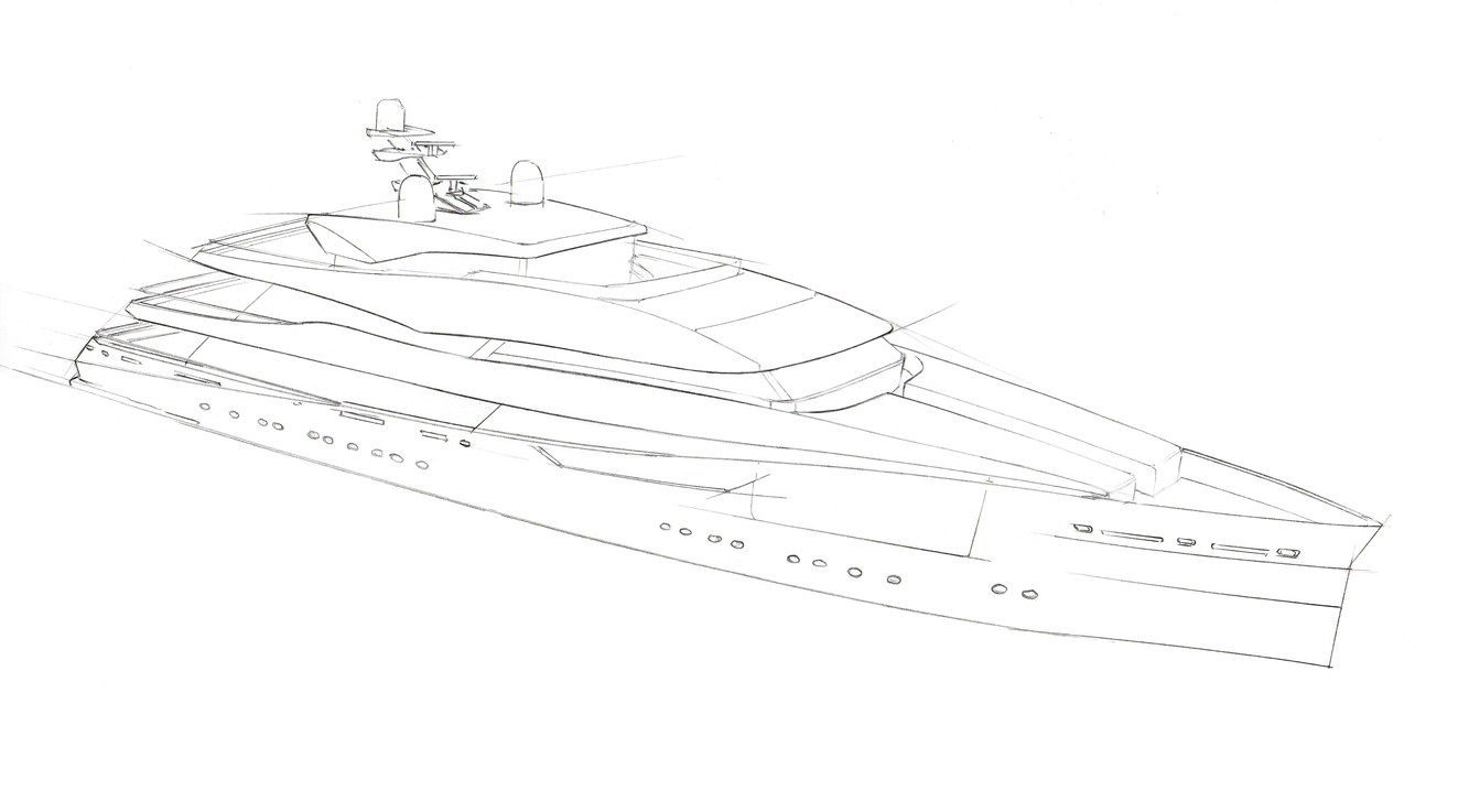 67m motor yacht Proteus exterior yacht sketch D iD Studio Kate Hadjidimos Dimitris Hadjidimos